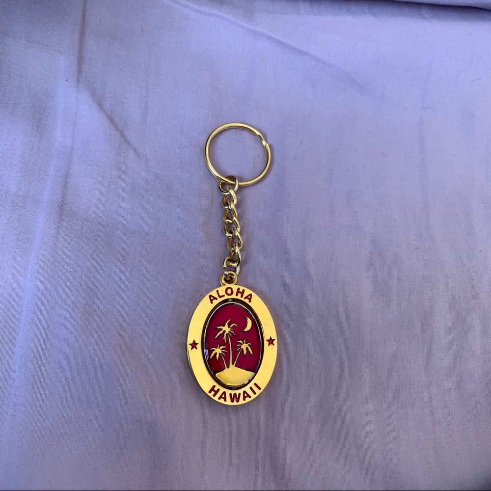 Gold/Red Aloha Hawaii Keychain Charm